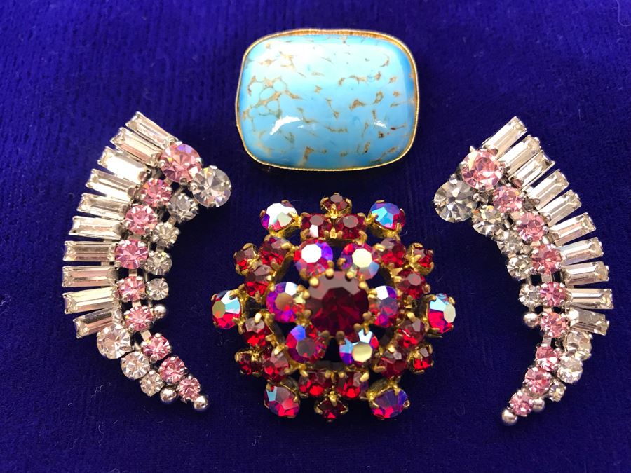 Vintage Rhinestone Jewelry Made In Austria And West Germany Plus Brooch Pin Made In Austria [Photo 2]
