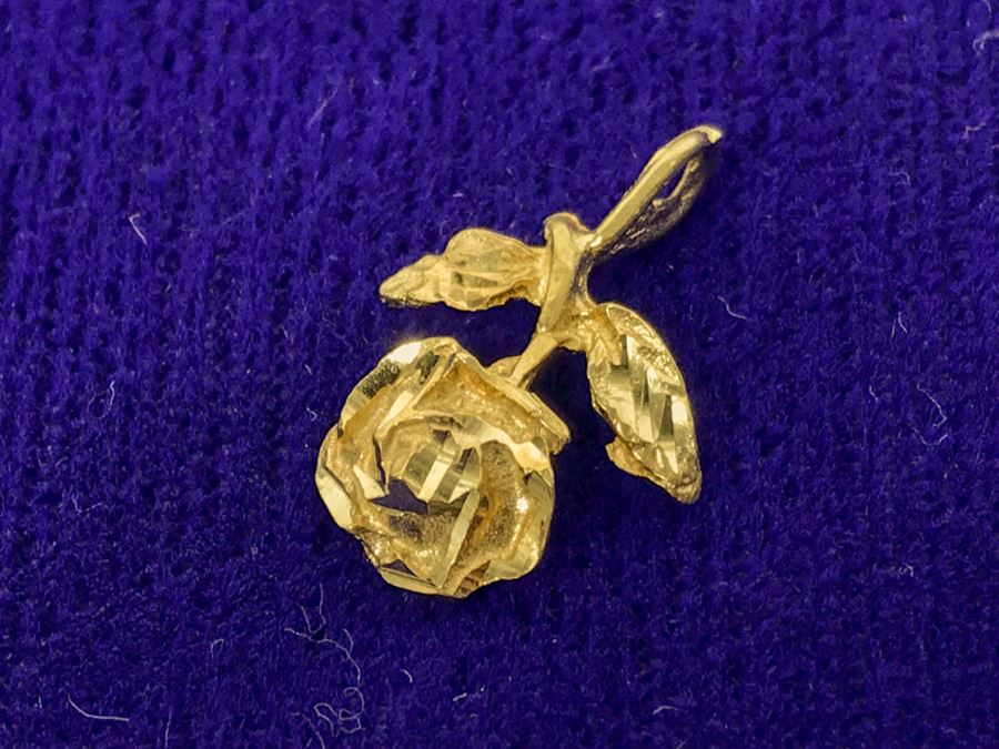14K Gold Rose Pendant And Heart Pendant With 14K Gold Bale - Rose Pendant Weighs 1g [Photo 8]