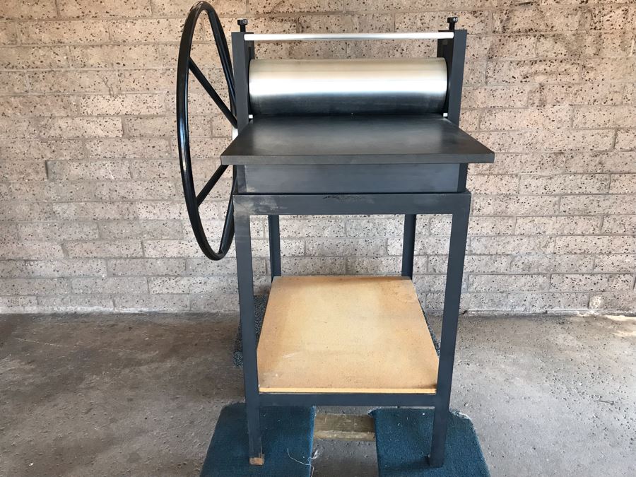 Rare Ettan Press Co Etching Press San Diego, CA With Custom Steel Frame Base Desirable High Quality Print Making Press MS-3 Etching Press 24.25 X 48 X .75' 280LBS Estimate $3,000 [Photo 14]