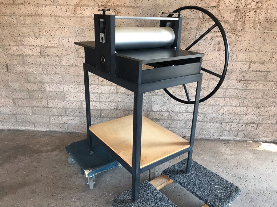 Rare Ettan Press Co Etching Press San Diego, CA With Custom Steel Frame Base Desirable High Quality Print Making Press MS-3 Etching Press 24.25 X 48 X .75' 280LBS Estimate $3,000 [Photo 21]