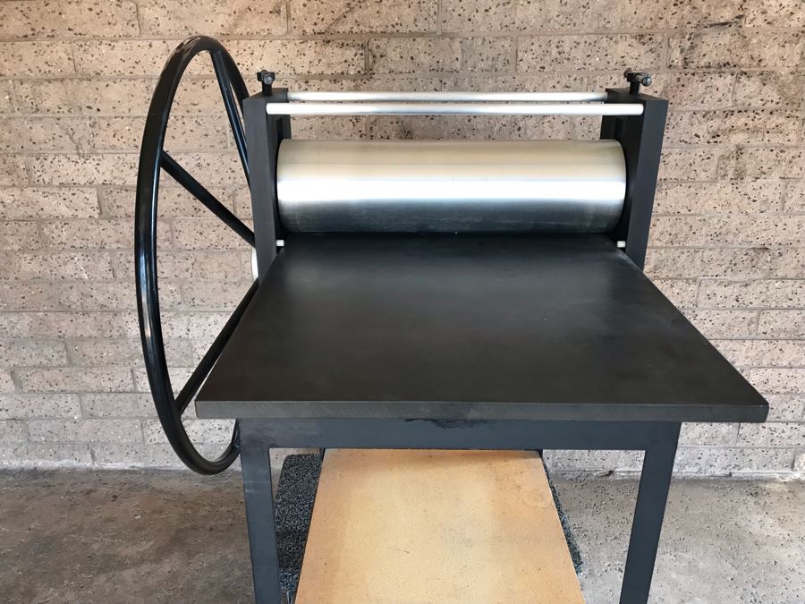Rare Ettan Press Co Etching Press San Diego, CA With Custom Steel Frame Base Desirable High Quality Print Making Press MS-3 Etching Press 24.25 X 48 X .75' 280LBS Estimate $3,000 [Photo 15]