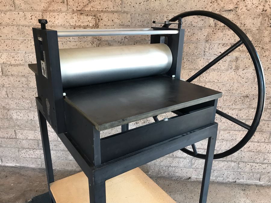Rare Ettan Press Co Etching Press San Diego, CA With Custom Steel Frame Base Desirable High Quality Print Making Press MS-3 Etching Press 24.25 X 48 X .75' 280LBS Estimate $3,000 [Photo 22]