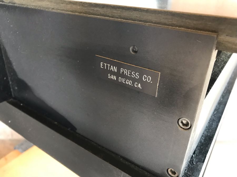 Rare Ettan Press Co Etching Press San Diego, CA With Custom Steel Frame Base Desirable High Quality Print Making Press MS-3 Etching Press 24.25 X 48 X .75' 280LBS Estimate $3,000 [Photo 11]