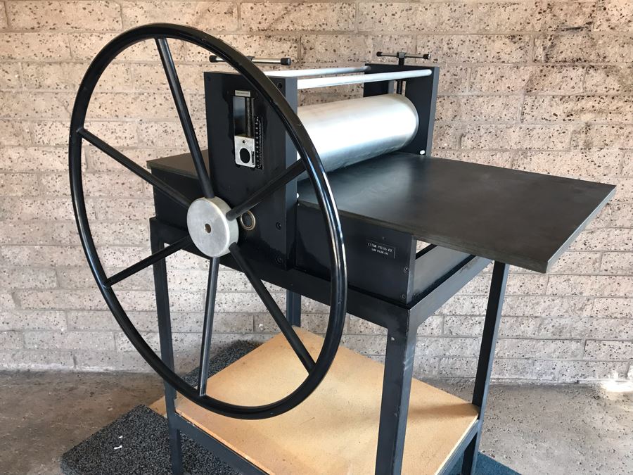 Rare Ettan Press Co Etching Press San Diego, CA With Custom Steel Frame Base Desirable High Quality Print Making Press MS-3 Etching Press 24.25 X 48 X .75' 280LBS Estimate $3,000 [Photo 10]