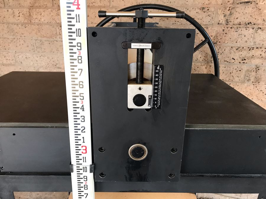 Rare Ettan Press Co Etching Press San Diego, CA With Custom Steel Frame Base Desirable High Quality Print Making Press MS-3 Etching Press 24.25 X 48 X .75' 280LBS Estimate $3,000 [Photo 27]
