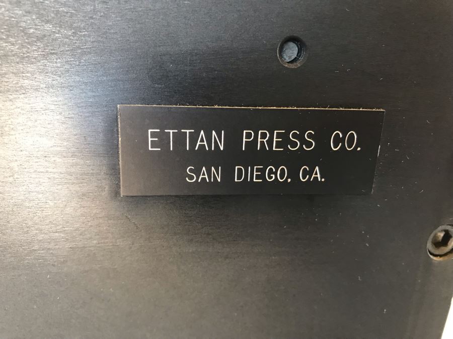 Rare Ettan Press Co Etching Press San Diego, CA With Custom Steel Frame Base Desirable High Quality Print Making Press MS-3 Etching Press 24.25 X 48 X .75' 280LBS Estimate $3,000 [Photo 6]