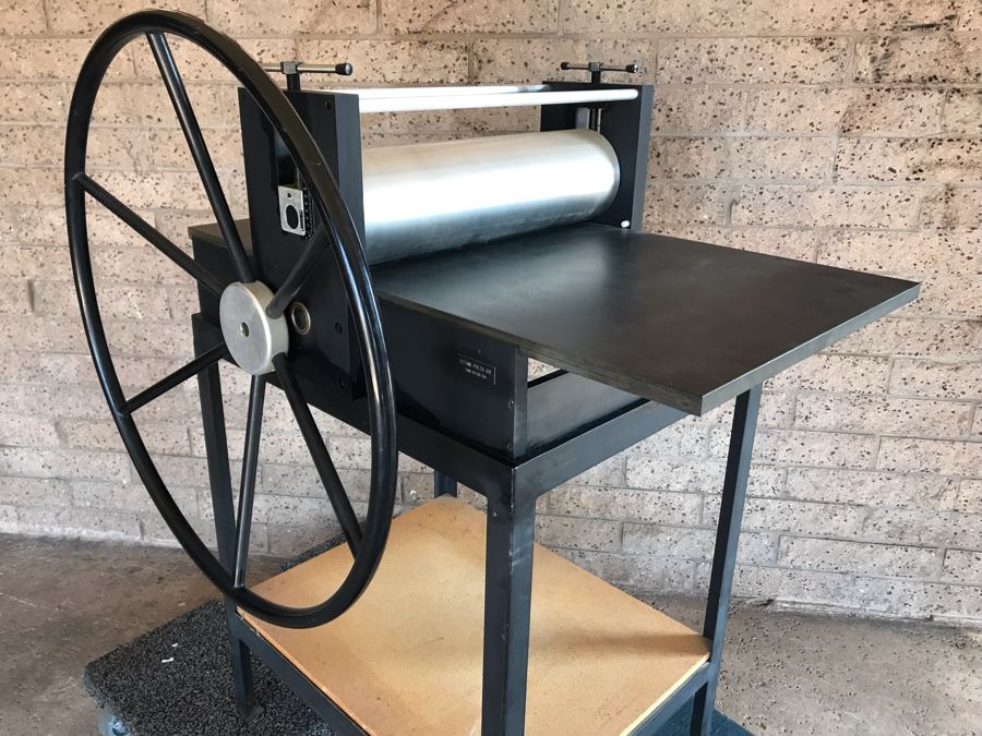 Rare Ettan Press Co Etching Press San Diego, CA With Custom Steel Frame Base Desirable High Quality Print Making Press MS-3 Etching Press 24.25 X 48 X .75' 280LBS Estimate $3,000 [Photo 13]