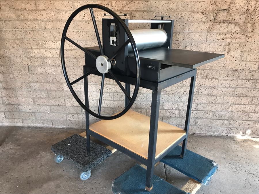 Rare Ettan Press Co Etching Press San Diego, CA With Custom Steel Frame Base Desirable High Quality Print Making Press MS-3 Etching Press 24.25 X 48 X .75' 280LBS Estimate $3,000