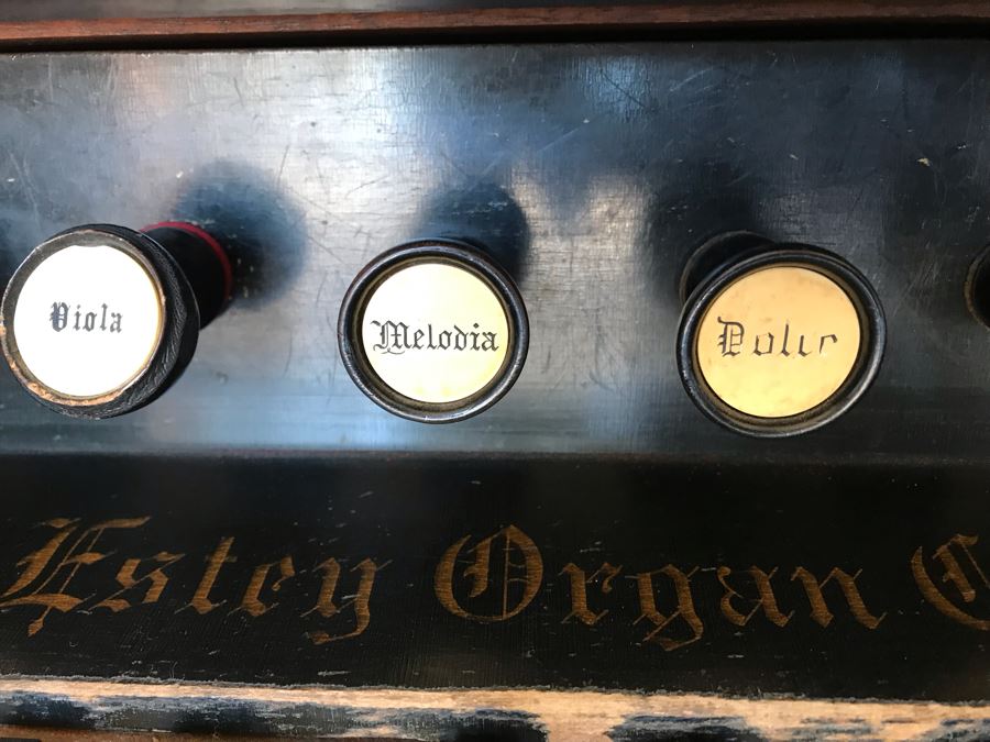 WORKING Antique Victorian Parlor Pump Organ Estey Organ Co Brattleboro Vt Elaborate High Top Mahogany Cabinet With Mirror - Top Removes From Bottom For Easy Moving - Estimate $1,000-$3,000 [Photo 13]