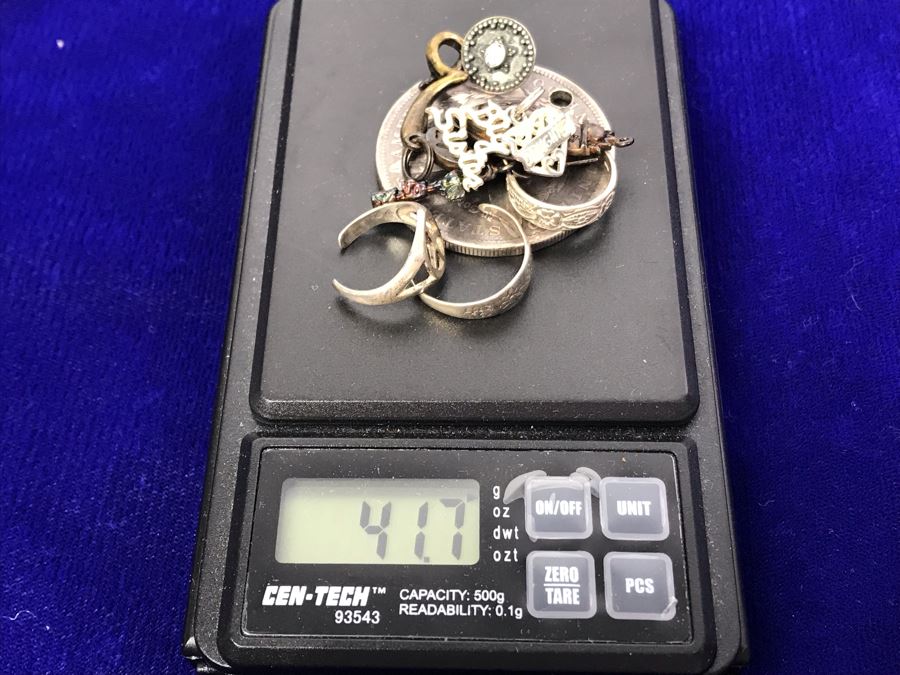 Sterling Silver Lot With Drilled Silver Coin 41.7g [Photo 11]