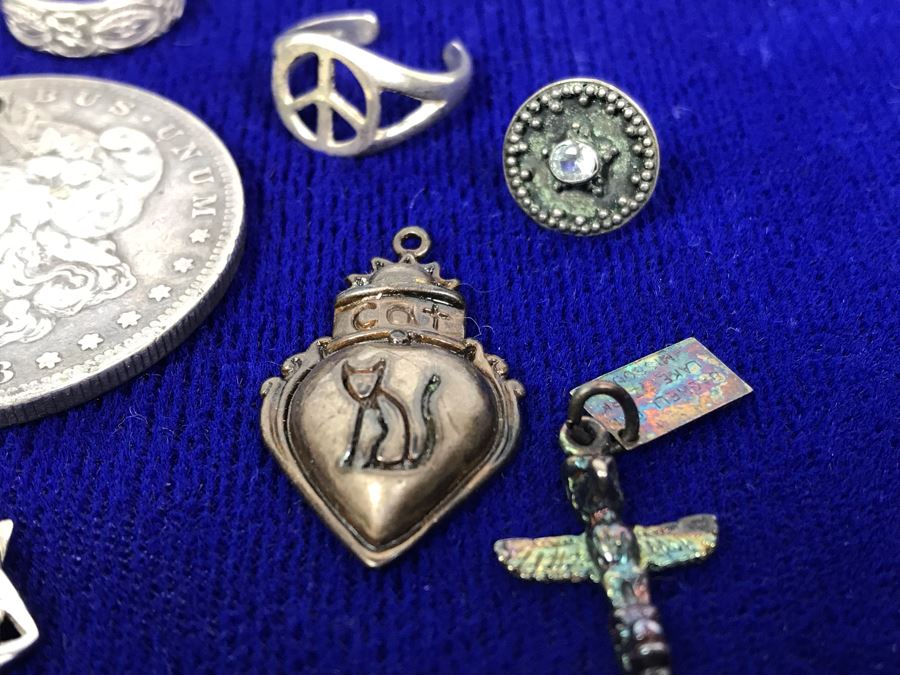 Sterling Silver Lot With Drilled Silver Coin 41.7g [Photo 6]