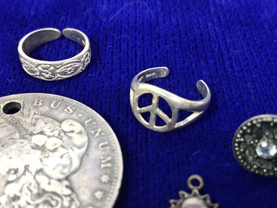 Sterling Silver Lot With Drilled Silver Coin 41.7g [Photo 4]