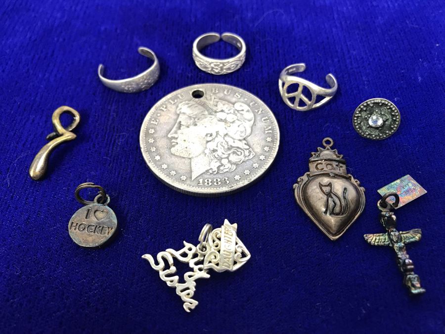 Sterling Silver Lot With Drilled Silver Coin 41.7g [Photo 2]