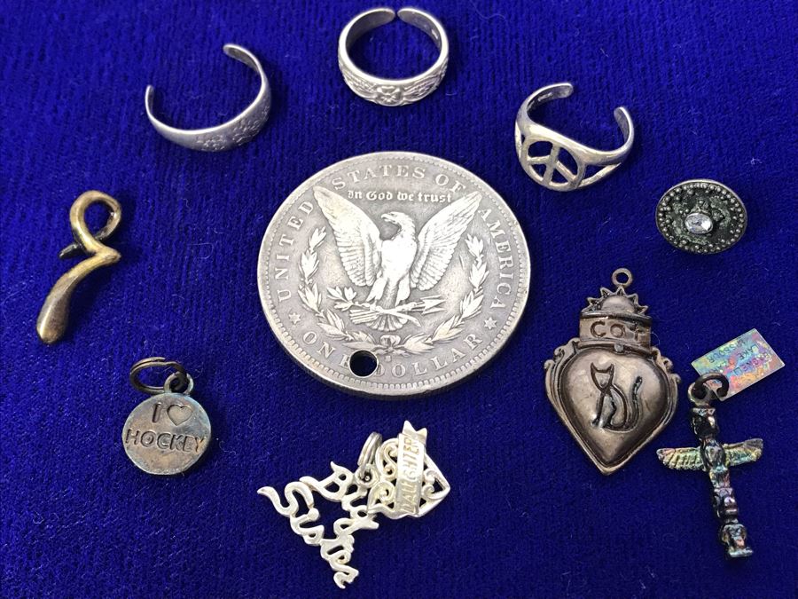 Sterling Silver Lot With Drilled Silver Coin 41.7g [Photo 10]