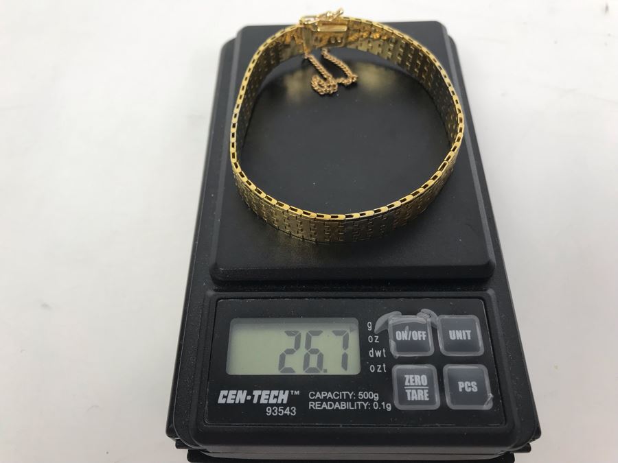 18K Gold Chain Bracelet 26.7g [Photo 7]