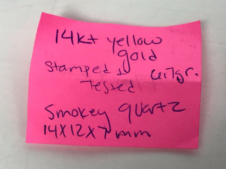 14K Yellow Gold Smokey Quartz Ring 14 X 12 X 7MM 6.7g 6.25 Ring Size [Photo 11]