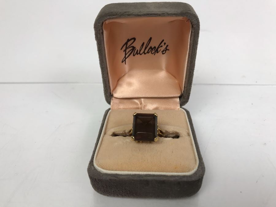 14K Yellow Gold Smokey Quartz Ring 14 X 12 X 7MM 6.7g 6.25 Ring Size [Photo 2]
