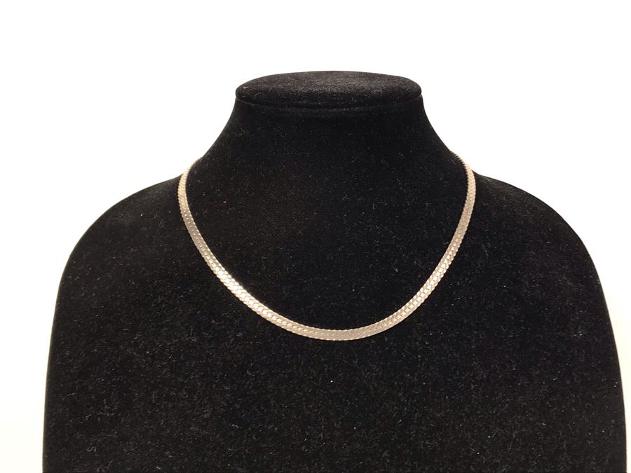 Sterling Silver Herringbone Necklace 18.6g [Photo 2]