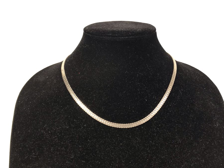 Sterling Silver Herringbone Necklace 18.6g [Photo 1]