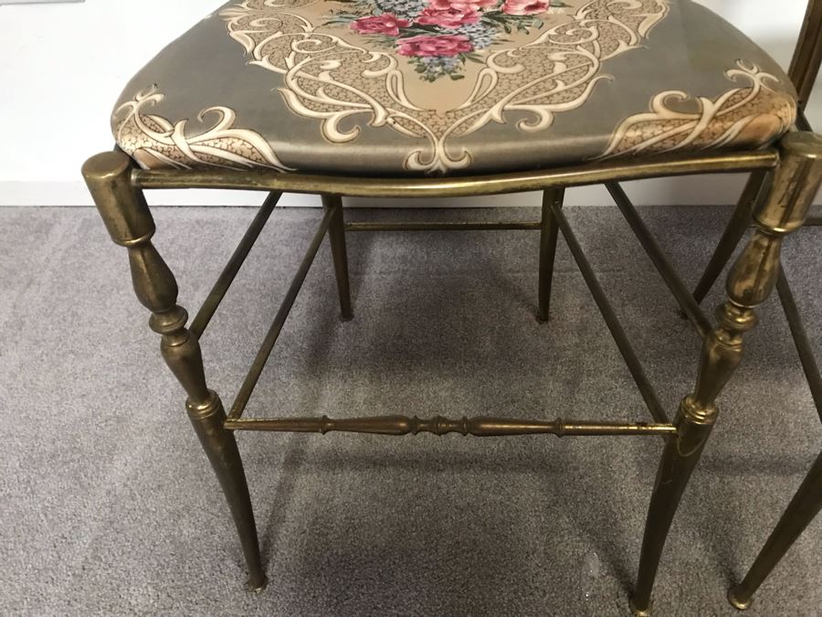 Pair Of Stunning Vintage Italian Brass Chiavari Chairs Hollywood Regency Estimate $1,000 [Photo 7]