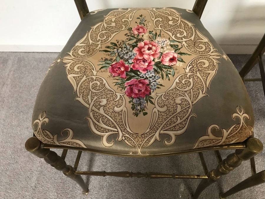 Pair Of Stunning Vintage Italian Brass Chiavari Chairs Hollywood Regency Estimate $1,000 [Photo 6]