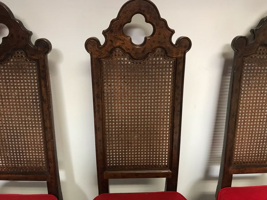 Set Of (3) Vintage Cane High Back Chairs [Photo 4]