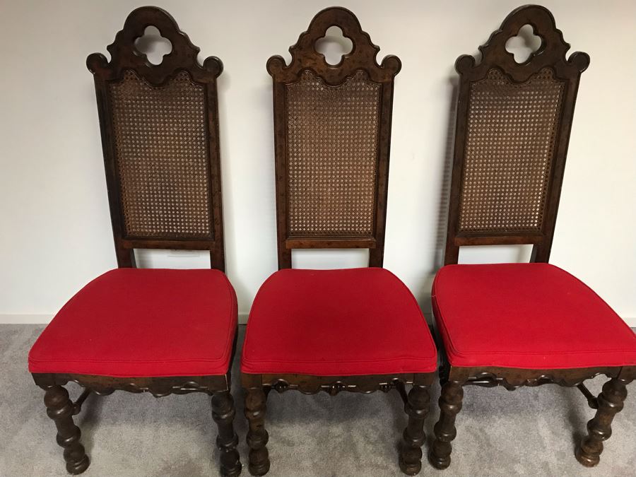 Set Of (3) Vintage Cane High Back Chairs [Photo 3]