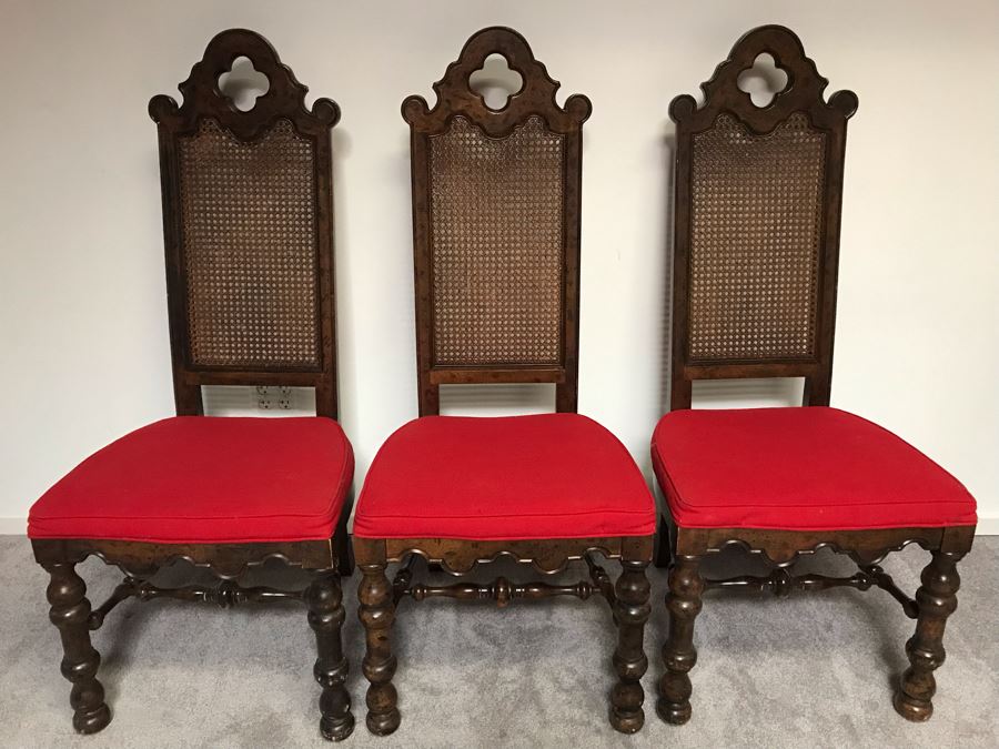 Set Of (3) Vintage Cane High Back Chairs