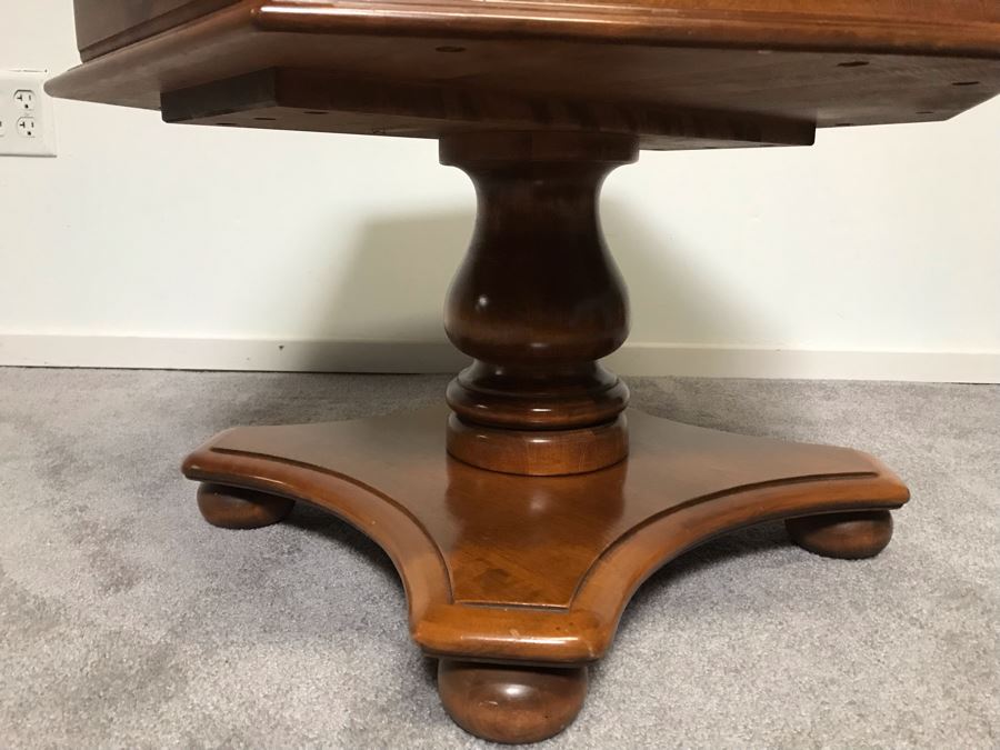 Ethan Allen Wooden Pedestal Table With Drawer 31'W X 21'H [Photo 6]