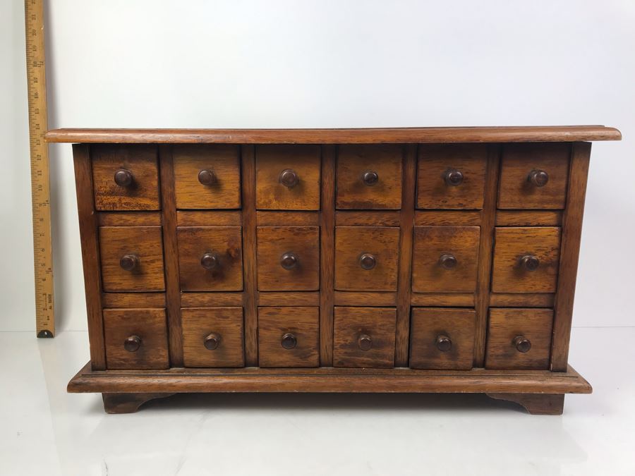Vintage Wooden Medicine Style 18-Drawer Cabinet Chest Filled With Etching Artist Supplies 25'W X 12'D X 13.5'H [Photo 6]