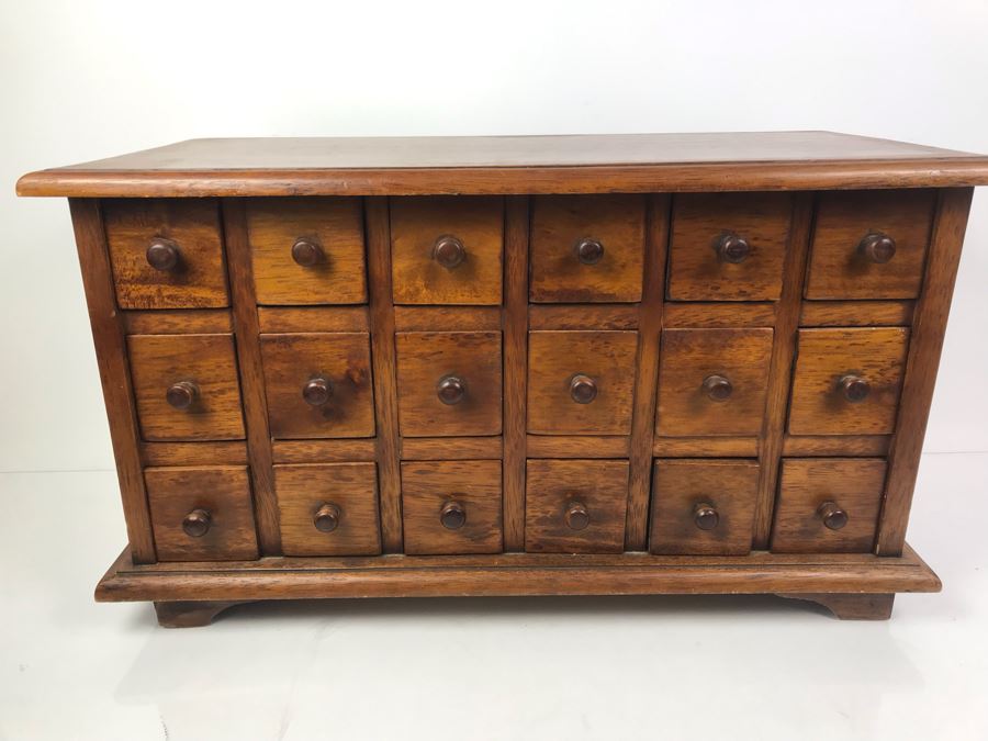 Vintage Wooden Medicine Style 18-Drawer Cabinet Chest Filled With Etching Artist Supplies 25'W X 12'D X 13.5'H [Photo 3]
