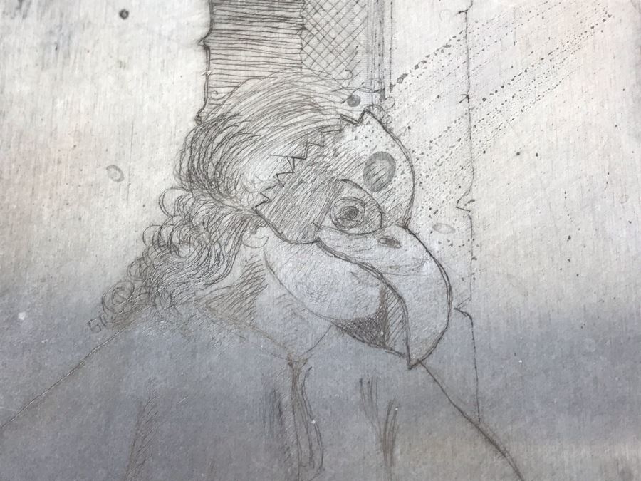 Original Artist Etched Etching Zinc Plate With Etching On Paper Of Plate 6' X 9' [Photo 3]