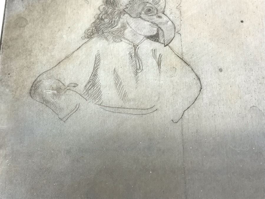 Original Artist Etched Etching Zinc Plate With Etching On Paper Of Plate 6' X 9' [Photo 4]