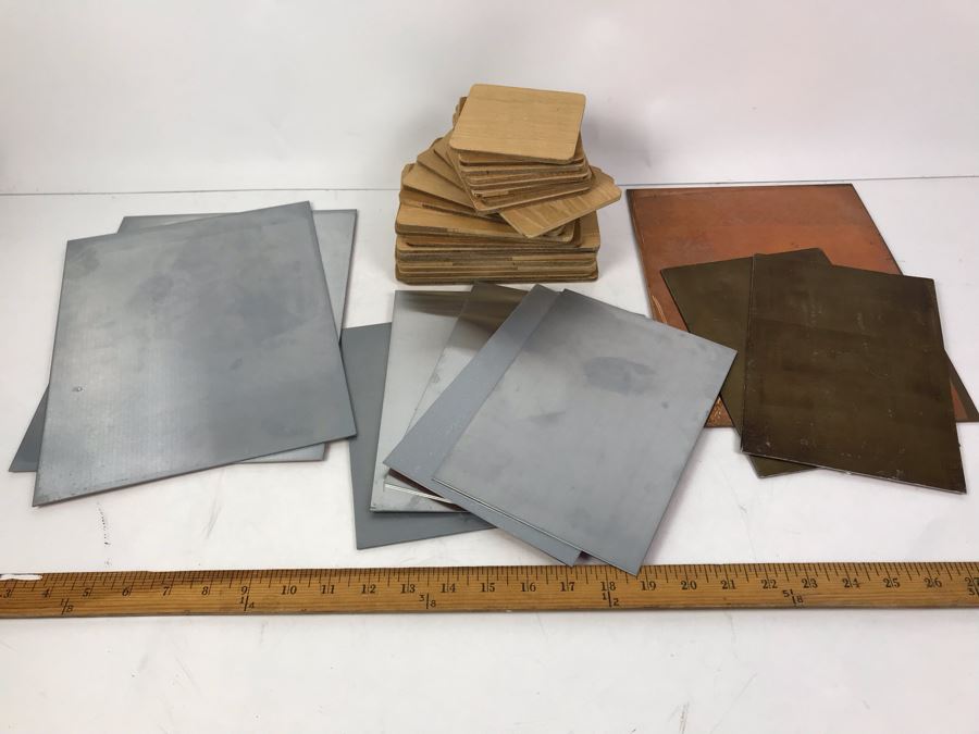 Copper And Zinc Etching Plates And Wood Printing Blocks Printing Supplies [Photo 1]