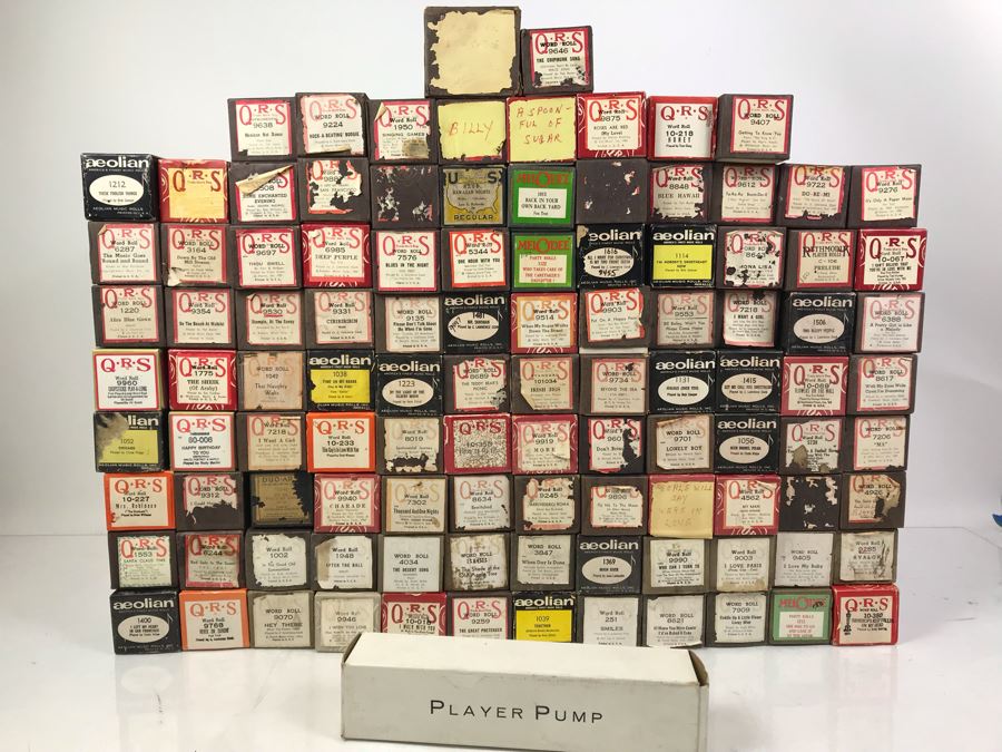 HUGE Lot Of Vintage Player Piano Rolls And Player Piano Pump [Photo 2]