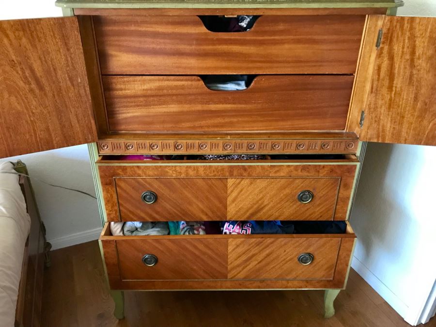 Stunning Vintage Chest Of Drawers Dresser With Painted Floral Design Purchased In Hollywood CA [Photo 8]