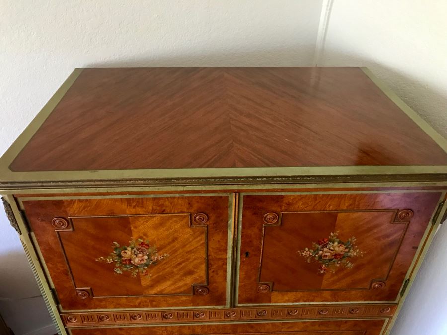 Stunning Vintage Chest Of Drawers Dresser With Painted Floral Design Purchased In Hollywood CA [Photo 7]