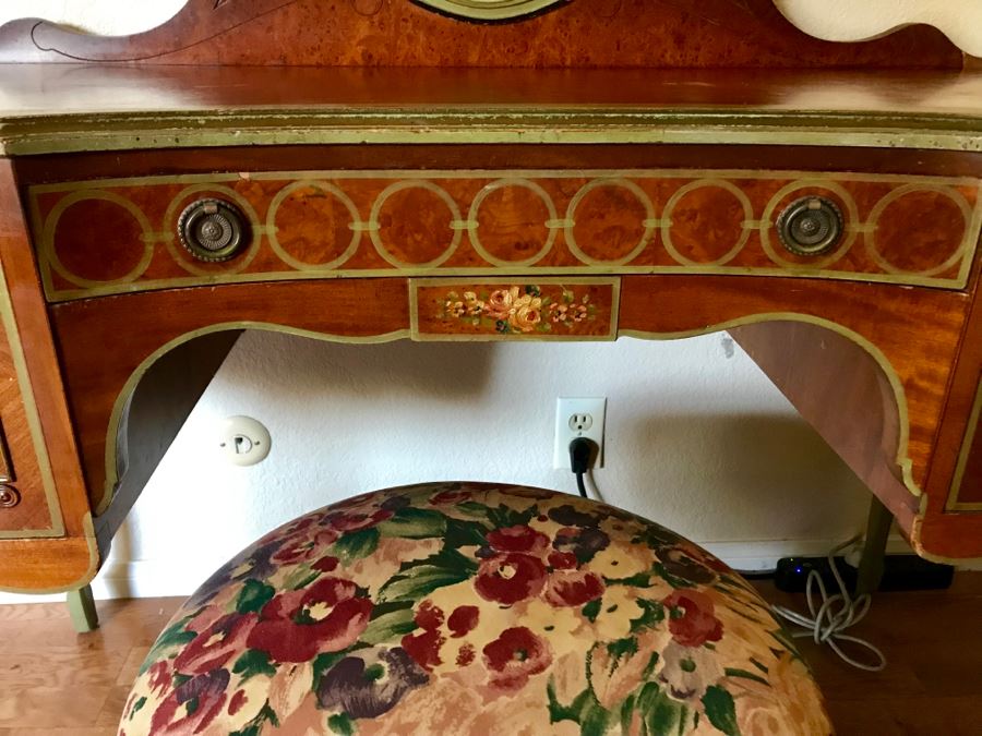 Stunning Vintage Vanity Desk With Mirror And Stool Purchased In Hollywood CA [Photo 8]