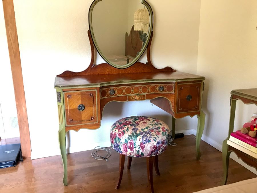 Stunning Vintage Vanity Desk With Mirror And Stool Purchased In Hollywood CA