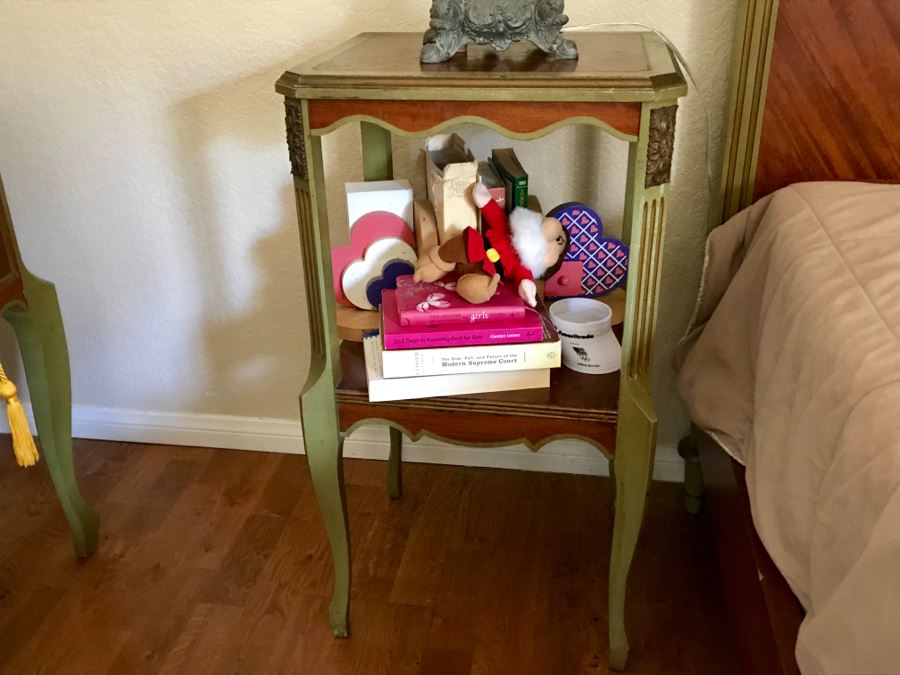 Stunning Vintage Twin Bed Frame And Side Table Nightstand With Painted Floral Design (Sold Without Mattress And Bedding) Purchased In Hollywood CA [Photo 11]