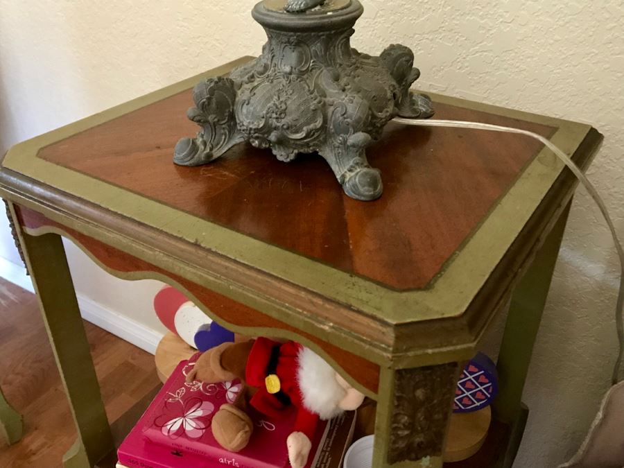 Stunning Vintage Twin Bed Frame And Side Table Nightstand With Painted Floral Design (Sold Without Mattress And Bedding) Purchased In Hollywood CA [Photo 12]