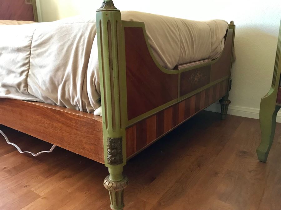 Stunning Vintage Twin Bed Frame With Painted Floral Design (Sold Without Mattress And Bedding) Purchased In Hollywood CA [Photo 10]