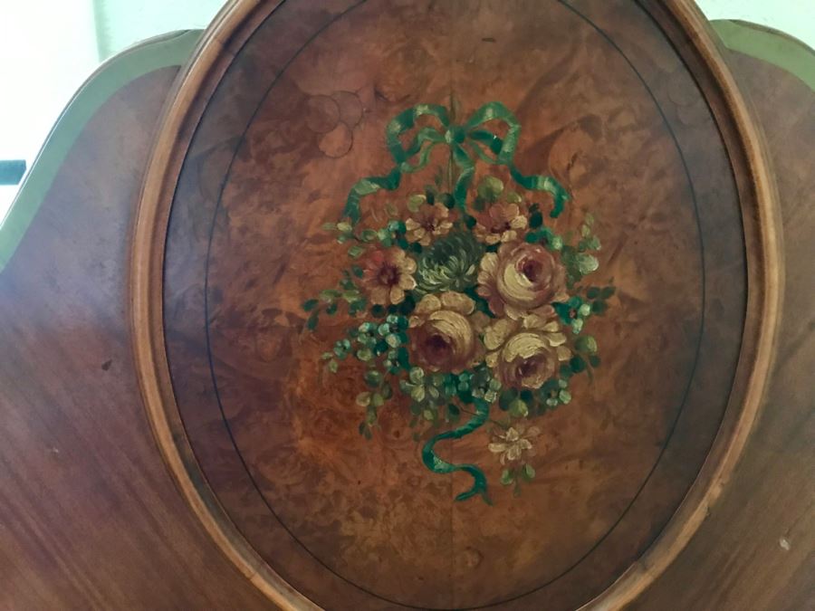 Stunning Vintage Twin Bed Frame With Painted Floral Design (Sold Without Mattress And Bedding) Purchased In Hollywood CA [Photo 5]