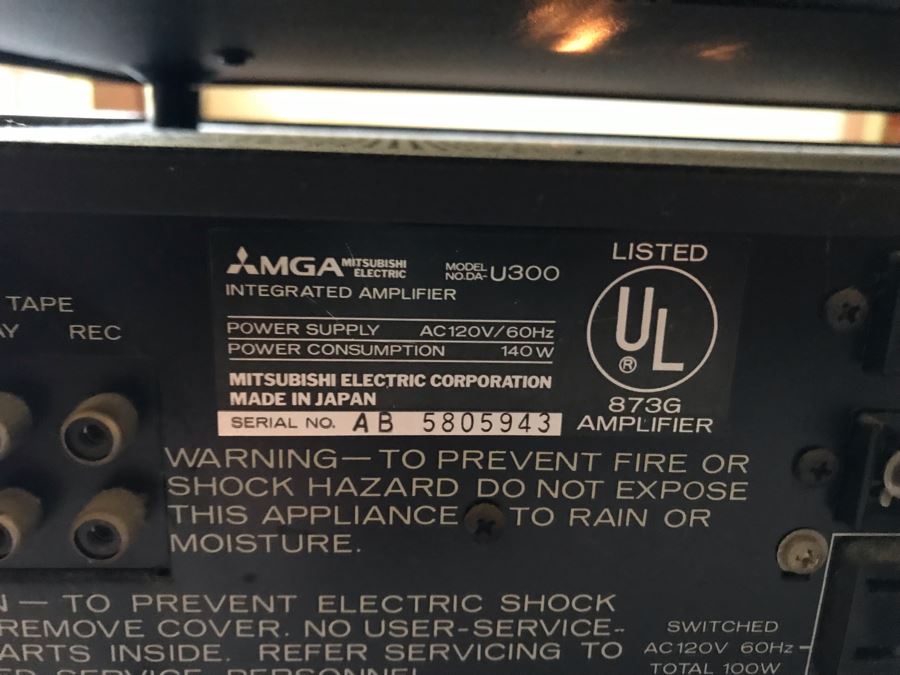 MGA Mitsubishi Electric Integrated Amplifier DA-U300, AM FM Stereo Tuner DA-F200 And Pair Of Speakers SS-300 (Note One Speaker Sounds Good But Has Cosmetic Damage To Foam) [Photo 11]