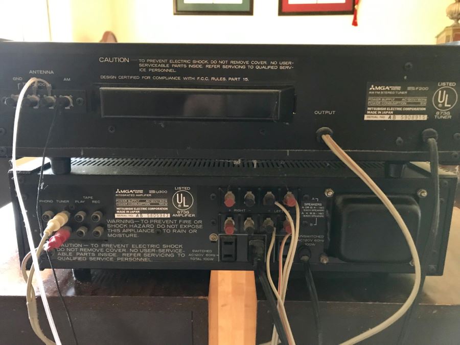 MGA Mitsubishi Electric Integrated Amplifier DA-U300, AM FM Stereo Tuner DA-F200 And Pair Of Speakers SS-300 (Note One Speaker Sounds Good But Has Cosmetic Damage To Foam) [Photo 10]