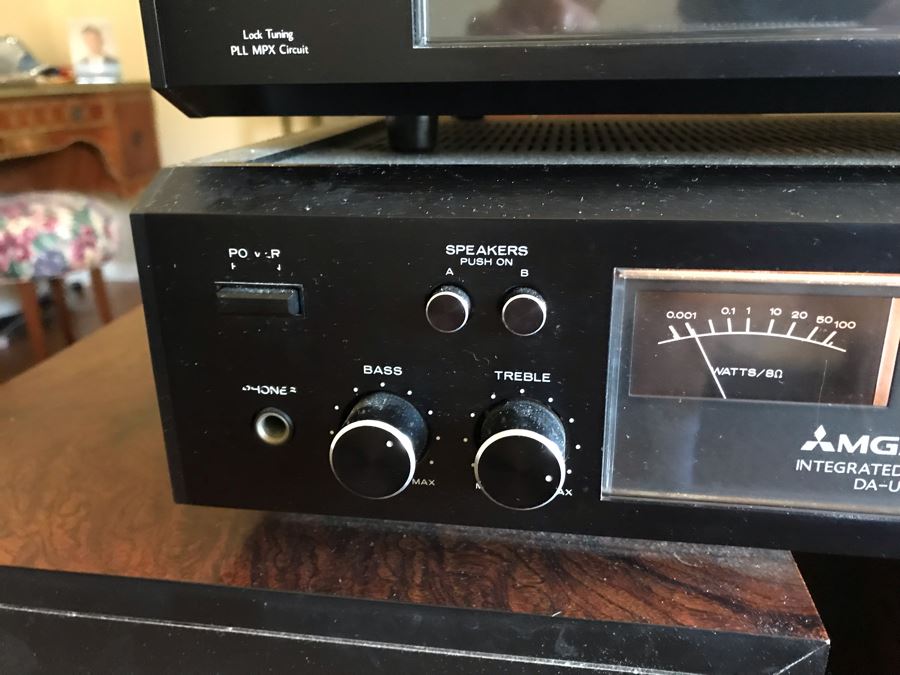 MGA Mitsubishi Electric Integrated Amplifier DA-U300, AM FM Stereo Tuner DA-F200 And Pair Of Speakers SS-300 (Note One Speaker Sounds Good But Has Cosmetic Damage To Foam) [Photo 7]