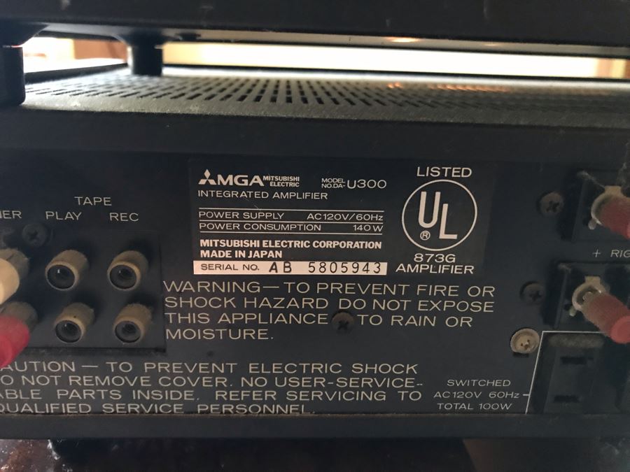 MGA Mitsubishi Electric Integrated Amplifier DA-U300, AM FM Stereo Tuner DA-F200 And Pair Of Speakers SS-300 (Note One Speaker Sounds Good But Has Cosmetic Damage To Foam) [Photo 12]