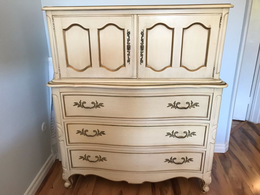 French Provincial Tall 3 Drawer Dresser With 2 Door Cabinet By Drexel