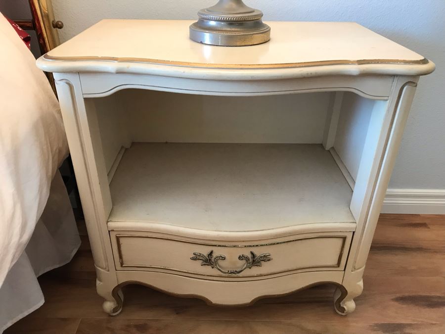 French Provincial Matching Nightstands With Pair Of Vintage Lamps  [Photo 2]
