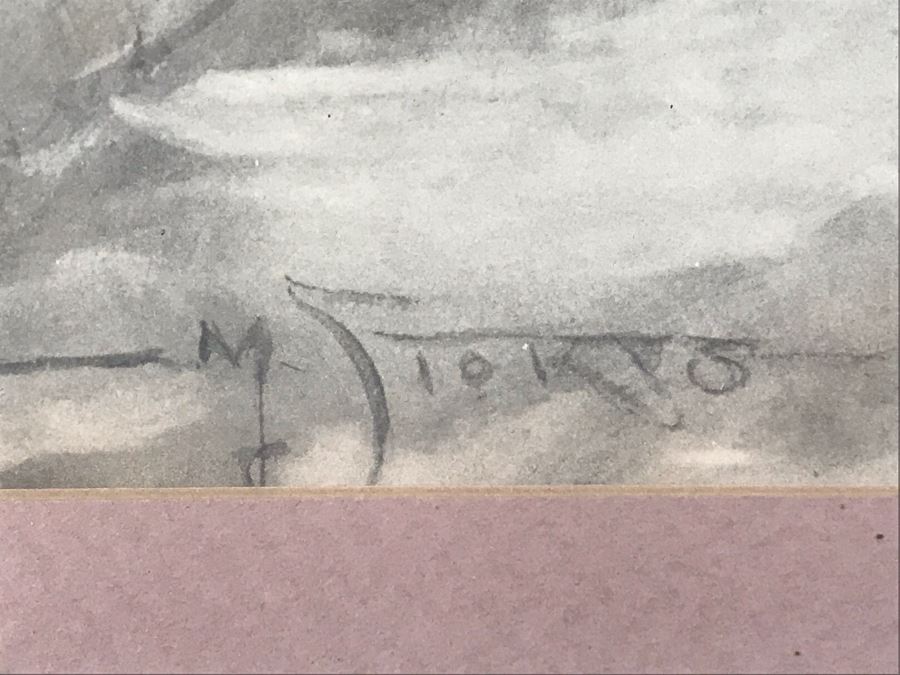 Original Vintage Seascape Painting Of Girl Carrying Pail Signed By Artist [Photo 8]